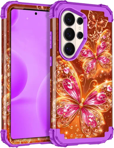 Vista 81 de Miqala Funda para Galaxy S21 FE 5G, brilla en la oscuridad, tres capas, resistente, protección a prueba de golpes, parachoques de plástico