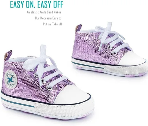 Vista 5 de Zapatos de lona para bebés recién nacidos, suela suave, para los primeros pasos, zapatos planos para niños pequeños, zapatos de mezclilla unisex
