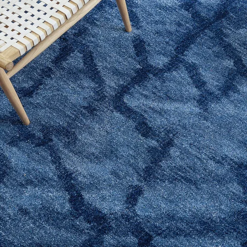 Vista 7 de SAFAVIEH Retro Collection - Alfombra decorativa de 2 pies 3 pulgadas x 5 pies, azul y azul oscuro, diseño abstracto moderno, no desprende pelusa