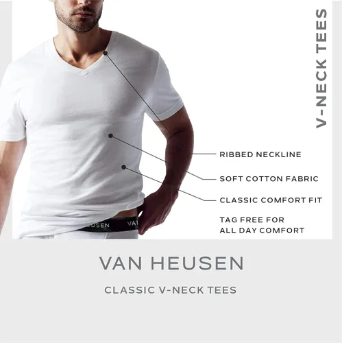 Vista 3 de Van Heusen Camisetas para hombre Camisetas suaves y transpirables con cuello en V (paquete de 4)