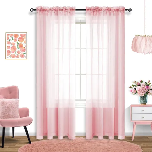 Vista 14 de Cortinas traslúcidas negras de 45 pulgadas de largo para ventanas de baño, juego de 2 paneles, cortinas de media ventana para cocina y dormitorio