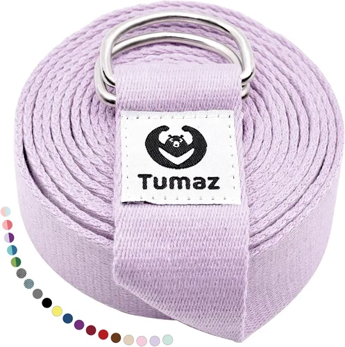 Vista 22 de Tumaz Yoga Strap for Stretching with Adjustable D-Ring, 6/8/10 ft Adjustable D-Ring Soft Cotton Blend 15+ Colors Non-Elastic Yoga Belt for