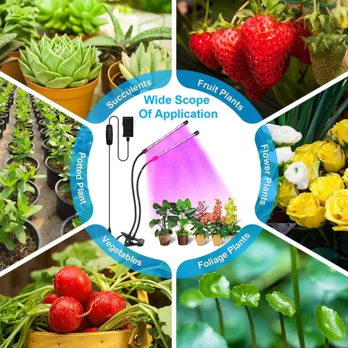 Vista 4 de bseah Luz de cultivo de plantas para plantas de interior, paquete de 2, luz de crecimiento interior de espectro completo, temporizador de encendido
