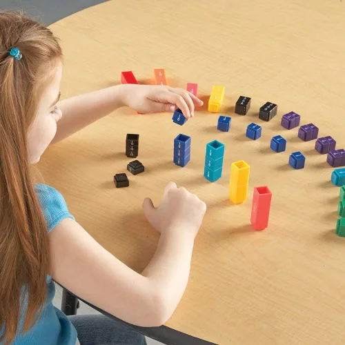 Vista 4 de Learning Resources Fraction Tower Fraction Cubes, bloques para niños, juego de 51 piezas, a partir de 6 años