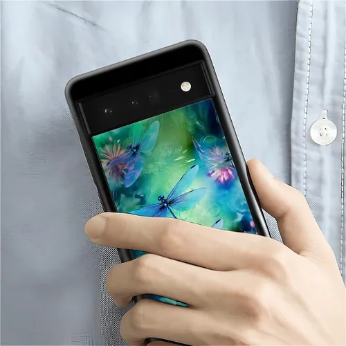 Vista 1443 de Compatible con Google Pixel 4A 5G Mobile Case Creative Acrylic Panel trasero Silicona Protección Grip especialmente diseñado para Google Pixel 4A 5G