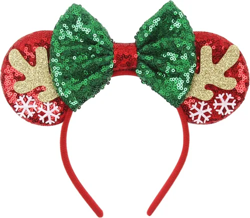 Vista 24 de Diadema de Navidad, orejas de ratón, decoraciones navideñas, sombreros de Navidad