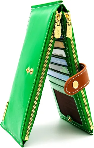 Vista 14 de ANDOILT - Cartera de cuero genuino para mujer con bloqueo RFID para tarjeta de crédito con cremallera