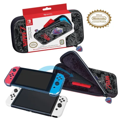 Vista 2 de Game Traveler RDS - Licensed Zelda Case for Nintendo Switch OLED, Nintendo Switch, & Switch Lite, Slim Protective Design, Bonus Game Case