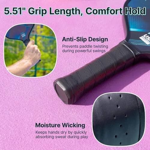 Vista 5 de Golabs Pickleball Paddles Set of 2,Fiberglass USAPA Approved 16mm Thickness 8oz Lightweight, 5.51" Comfort Anti-Slip Elongated Grip Increased