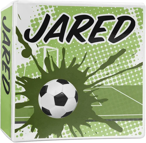 Vista 8 de Carpeta de fútbol personalizada con 3 anillas, 1 pulgada, color verde