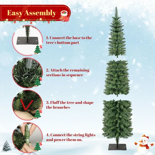 Vista 6 de QBA Árbol de Navidad preiluminado de 7 pies, árbol de Navidad artificial Verde Blanco Cálido