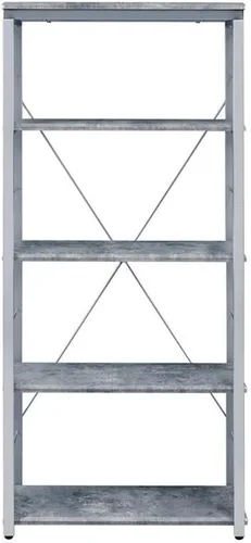 Vista 7 de Acme Jurgen - Estantería rectangular de 5 niveles de madera, color gris y plateado