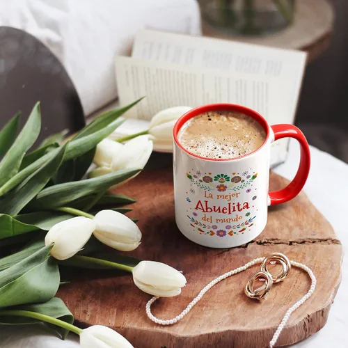 Vista 3 de YHRJWN Taza de café Abuela La Mejor Abuelita Del Mundo, regalo para la abuela en español para el día de la madre, cumpleaños, Navidad, regalo