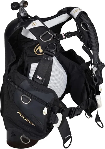 Vista 6 de Aqualung Axiom Dive BCD para mujer, compensador de flotabilidad de buceo estilo chaqueta con sistema de peso SureLock II, arnés de envoltura, banda