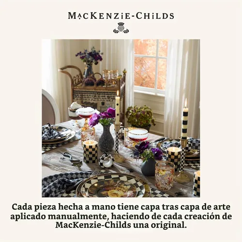 Vista 5 de MACKENZIE-CHILDS - Jarrón alto esmaltado, marrón rosa salvaje Hand-applied design, decorative flower vase and bouquet holder, made from enameled