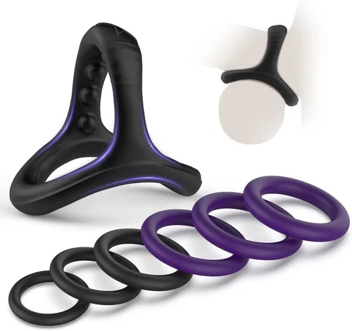 Vista 8 de Juego de anillos de silicona para el pene con 10 tamaños diferentes para mejorar la erección, juguete sexual para hombres más fuertes de larga