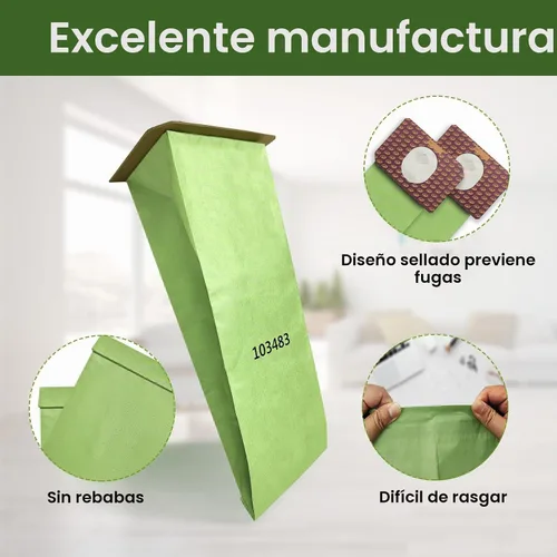 Vista 6 de Paquete de 20 bolsas de vacío con microfiltro 103483 compatibles con aspiradora vertical ProTeam de 3.25 cuartos de galón, para ProForce 1200XP