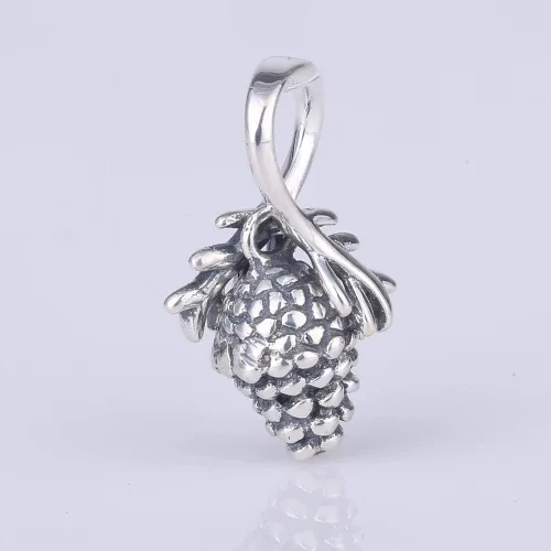 Vista 3 de Dijes de piñas de plata de ley 925 con cuentas de Navidad para pulsera europea, Plata esterlina, Circonita Cúbica