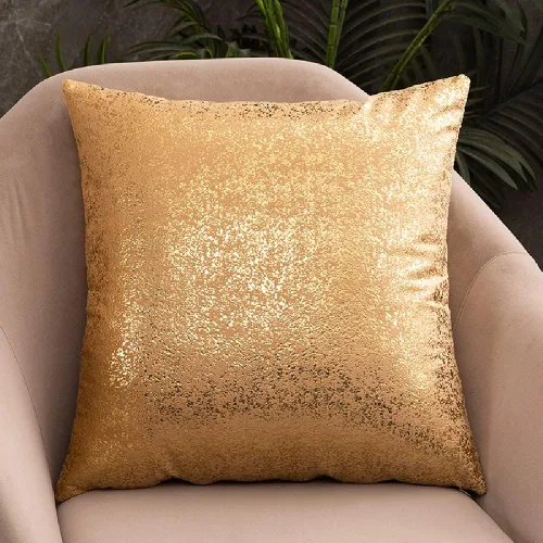 Vista 16 de Deeprove Funda de almohada oblonga de 12 x 20 pulgadas, estampado metálico de ambos lados con lámina dorada brillante, decoración de terciopelo Beige