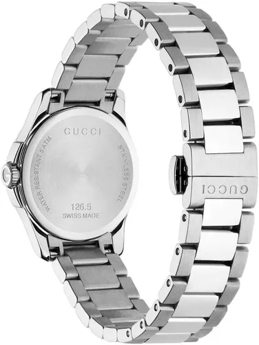 Vista 2 de Gucci 'G-Timeless' reloj de cuarzo de acero inoxidable plateado para mujer (Modelo YA126542), Movimiento de cuarzo