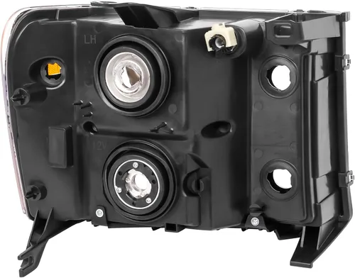 Vista 3 de Par de ensamble de faros Reinko compatible con GMC Sierra 1500 2007-2013/Sierra 2500HD 3500HD 2007-2014, carcasa de lámpara de repuesto cromada