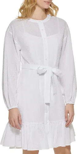Vista 6 de Tommy Hilfiger Women's Chambray Stripe Long Sleeve Shirt Dress