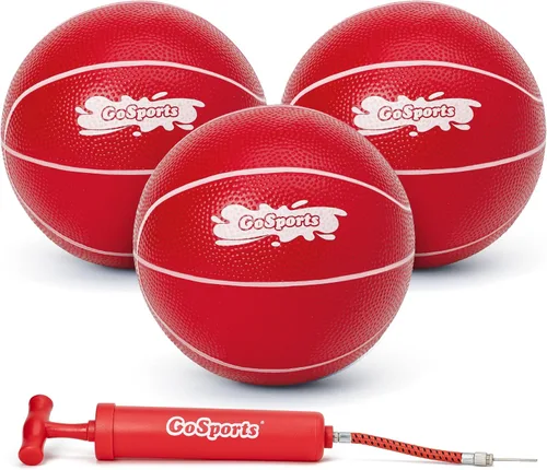 Vista 7 de GoSports Balones de baloncesto para piscina, paquete de 3, ideales para aros de baloncesto flotantes de agua, elige pelotas de baloncesto rojas