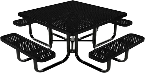 Vista 66 de COATEDOUTDOORFURNITURE Mesa de picnic cuadrada de 46 pulgadas, expandida, color negro