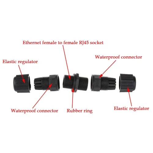 Vista 2 de 5PCS M20 RJ45 CAT5E IP67 doble cabeza impermeable conector Cat5/5e, 8P8C Cable LAN Ethernet Extend Connector, Acoplador LAN al aire libre