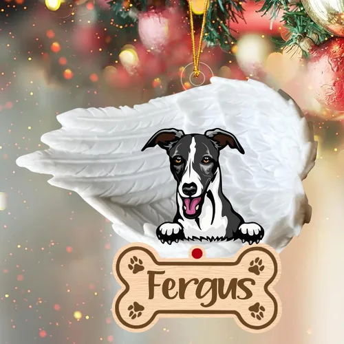 Vista 24 de Adorno de perro afgano de 1 ángel, adorno acrílico 2D personalizado conmemorativo para perros, regalo por pérdida de mascotas, regalo