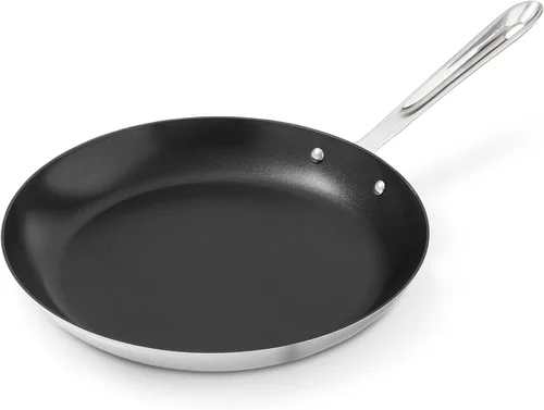 Vista 9 de All-Clad D3 - Sartén antiadherente profesional de acero inoxidable de 8 pulgadas, sartén de acero inoxidable de 3 capas, inducción, apta para horno