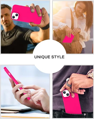 Vista 9 de BENTOBEN Funda para iPhone 13 Mini, silicona líquida de silicona suave, antiarañazos, a prueba de golpes, con forro de microfibra, rosa intenso Rosa