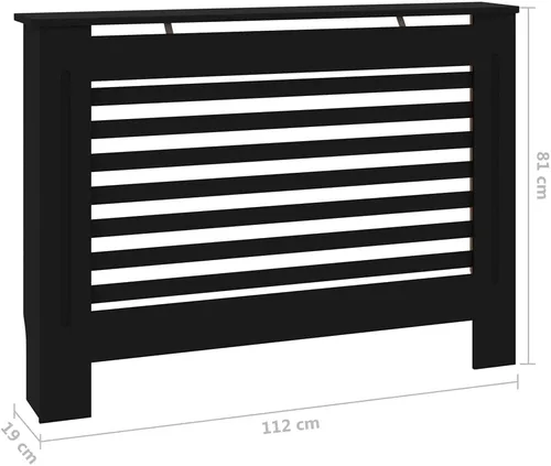 Vista 2 de Cubierta negra para radiador, cubierta de calentador de MDF, para gabinete, accesorios de calefacción, accesorios de calefacción, decoración de Negro
