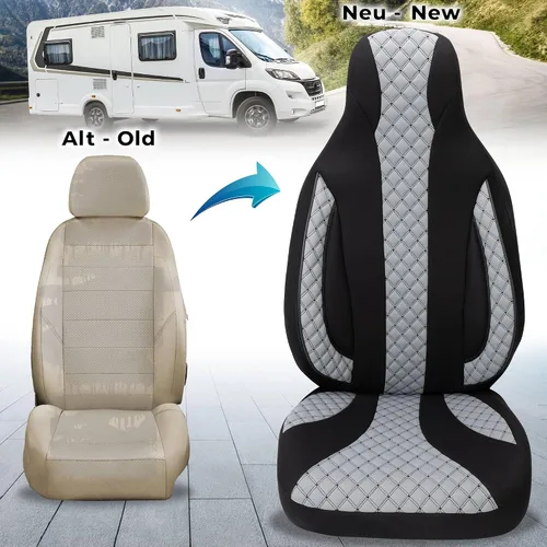 Vista 3 de Bremer SITZBEZÜGE Motorhome Seat Covers Ford Transit Custom Vanestro Atlantic Titanium WPL401 WPL401 - Black/Grey