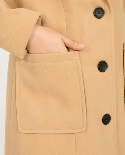 Vista 7 de ThCreasa Chaqueta de invierno de mezcla de lana para mujer, con solapa y solapa, para invierno