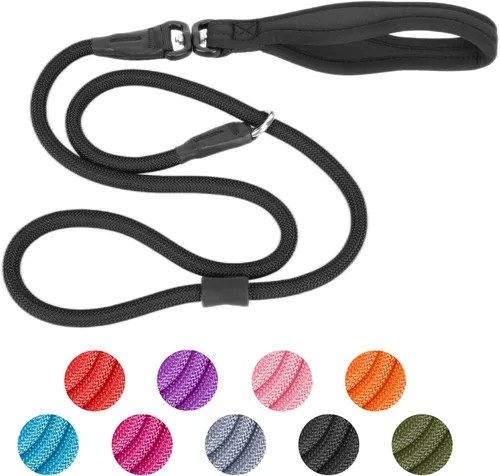 Vista 9 de Heydoggy Correa antideslizante para perro, resistente correa de entrenamiento de 4 pies/6 pies [360 giratorio antienredos ] nailon duradero sin Negro