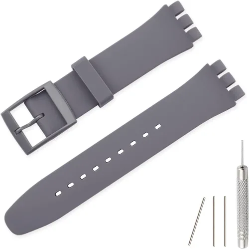 Vista 19 de Lijinlan Correa de silicona de repuesto para Swatch de 0.669 in, 0.748 in, 0.787 in, correa de reloj impermeable para Swatch Negro