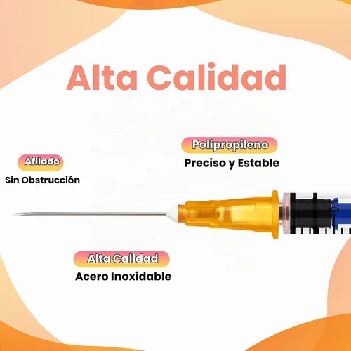 Vista 5 de Paquete de 100 jeringas de 1ml con aguja - 25G 1 pulgada Jeringa desechable de 1cc para uso en laboratorio científico, estéril envuelta