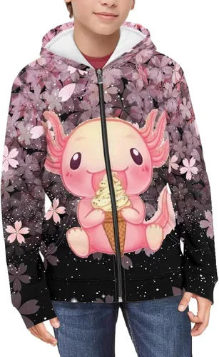 Vista 5 de YEXIATODO Sudaderas con capucha y cremallera para niñas adolescentes, camisas de manga larga 6-16T