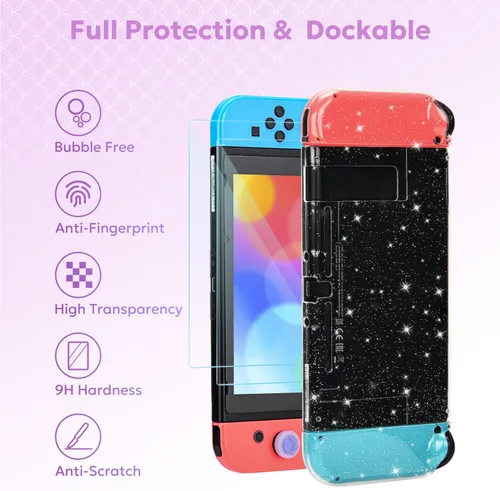 Vista 6 de InnoAura - Funda para interruptor NS, paquetes de accesorios de interruptor 16 en 1 con funda de transporte para interruptor, funda de juego