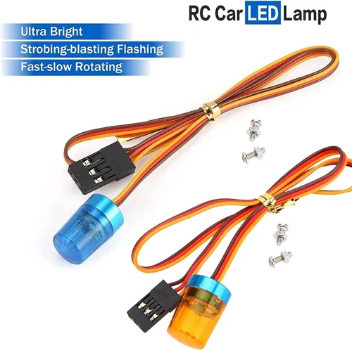 Vista 3 de 2 luces LED ultra brillantes de policía, lámpara estroboscópica de flash giratorio, 5 modos para 1/8 1/10 1/14 RC coche extinción de incendios