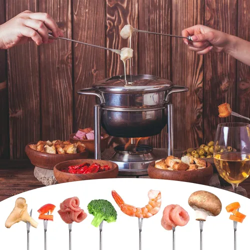 Vista 5 de 6 horquillas para fondue de 9.5 pulgadas con mango resistente al calor Stainless Steel Barbecue Fruit Dessert Forks, Roast Meat Chocolate Dessert