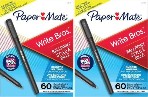 Vista 8 de Bolígrafos Paper Mate Write Bros. de tinta negra, punta media (1.0mm), 60