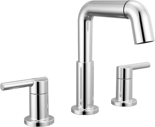 Vista 15 de Delta Nicoli - Grifo de baño de oro cepillado con rociador, grifo de fregadero de baño de 8 pulgadas con 3 agujeros y rociador extraíble, desagüe