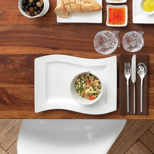 Vista 4 de Villeroy & Boch New Wave - Tazón redondo pequeño de arroz de porcelana, 15.5 onzas, color blanco