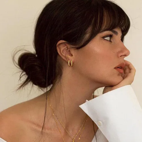 Vista 4 de Juego de 9 pares de aretes de aro de oro grueso para mujer, chapados en oro de 14 quilates, hipoalergénicos, trenzados, joyería gruesa