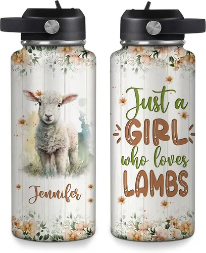Vista 9 de Hyturtle Botella de agua personalizada con diseño de oso – Botella de acero inoxidable aislada de viaje con tapa a prueba de fugas, 18 onzas, 32