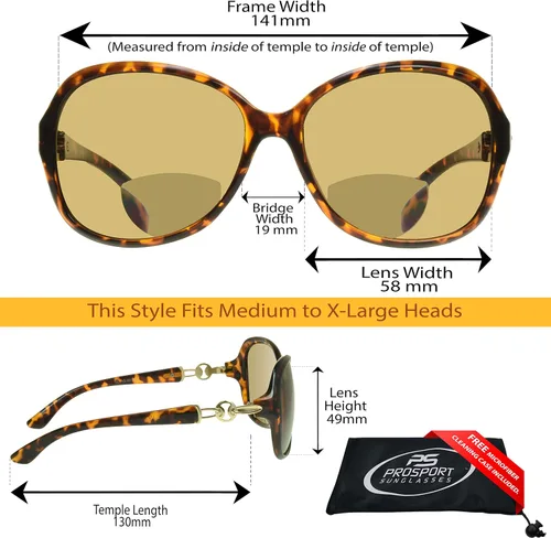 Vista 2 de proSPORT Lentes de sol de lectura bifocales para mujer, marco sexy de gran