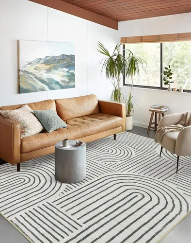 Vista 26 de Lahome Alfombras lavables abstractas, alfombra azul de 4 x 6 pies para dormitorio, guardería, suave, antideslizante, moderna, alfombra ultradelgada