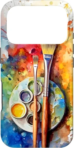 Vista 30 de Watercolor Paints Paleta y pincel pintor artista caso para iPhone 17